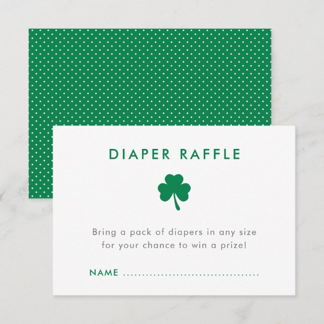 St. Patrick's Shamrock Baby Shower Diaper Raffle Invitation (Front/Back)