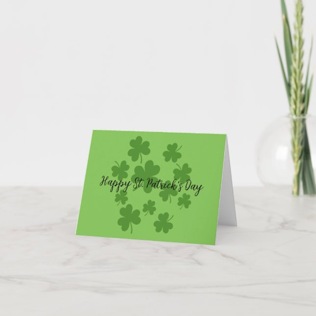 St Patrick's Shamrock Clover Pattern | Add Text Card (Front)