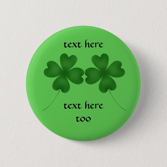 St Patricks shamrocks Button (Front)