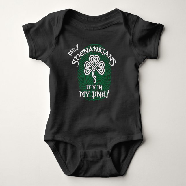 St Patricks Shenanigans it's in my DNA Black-Green Baby Bodysuit (Front)