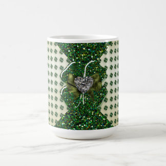 St. Patrick's Sparkly Shamrock with Heart Coffee Mug