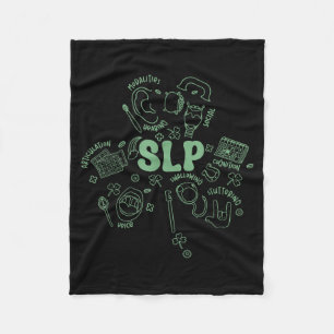 St Patricks Speech Therapist Badge Reel Lucky Fleece Blanket