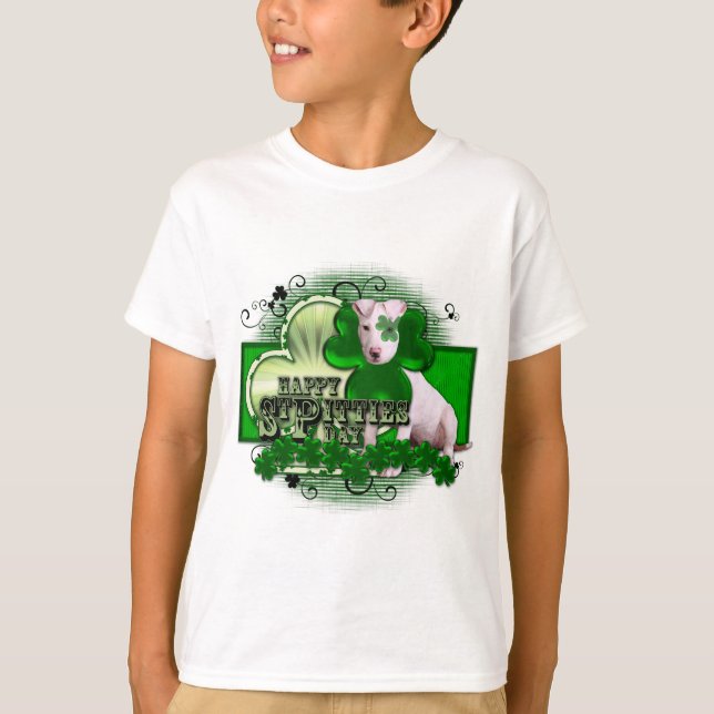St Patricks - St Pitties Day - Pitbull - Petey T-Shirt (Front)