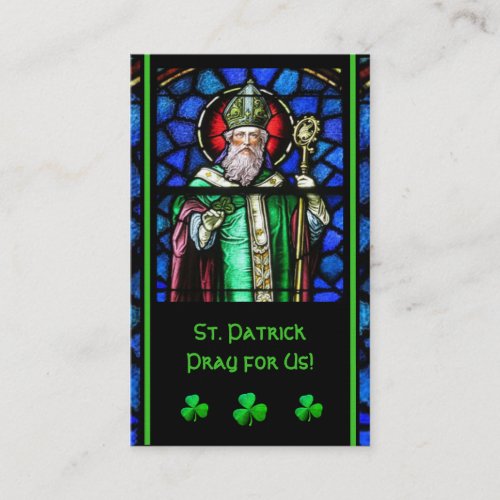 St Patricks Stained_Glass Prayer Holy Card