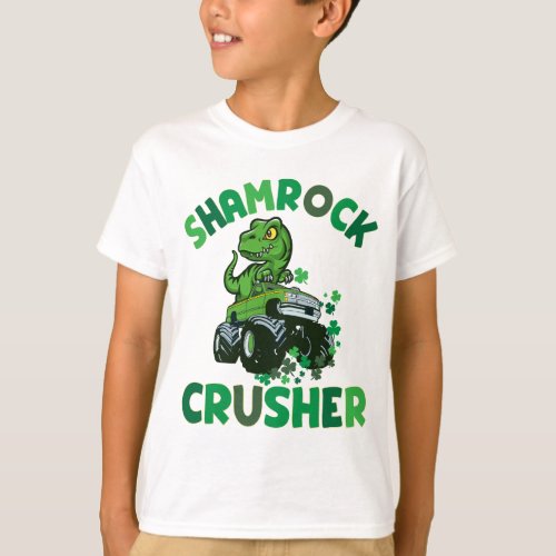 St Patricks T rex Monster Truck Shamrock  T_Shirt