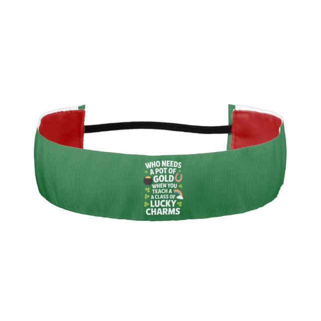 St Patricks Teacher Lucky Charm Clover Irish  Athletic Headband (Front)