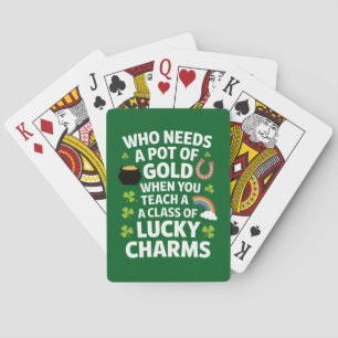 St Patricks Teacher Lucky Charm Clover Irish Poker Cards