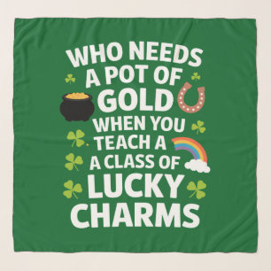 St Patricks Teacher Lucky Charm Clover Irish  Scarf