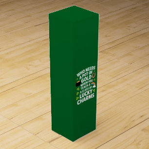 St Patricks Teacher Lucky Charm Clover Irish Wine Box