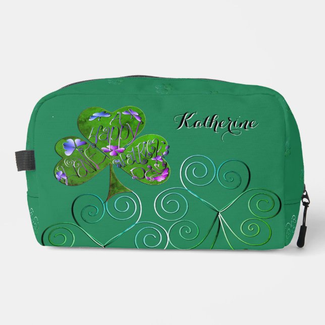 St. Patrick's Teal Shamrocks Print Cut Sew Bag (Front)