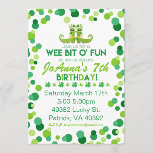 St. Patrick's Themed Birthday Party Invitations