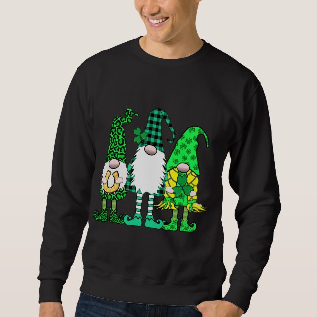 St Patricks Three Gnomes Lucky Irish Gnomies Sweatshirt (Front)