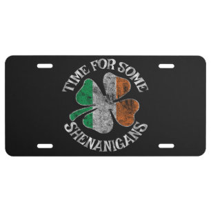 St. Patrick's Time for Some Shenanigans Clover License Plate