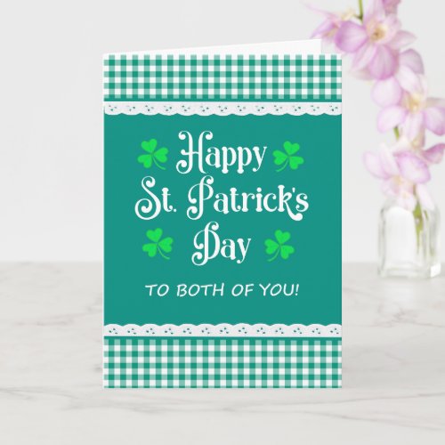 St Patricks To Both of You Shamrocks Green Checks Card