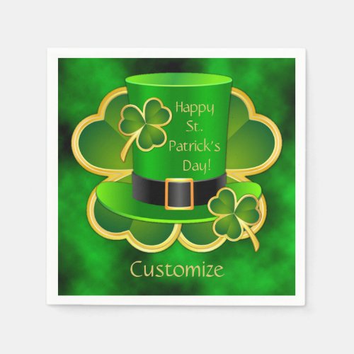 St Patricks Top Hat  Shamrocks Napkins