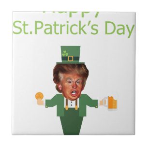st patricks trump leprechaun ceramic tile