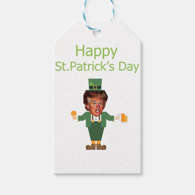 st patricks trump leprechaun gift tags (Front)