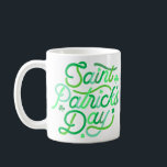 St. Patrick's Typography |Happy Whimsical Shamrock Coffee Mug<br><div class="desc">This whimsical,  cheerful and bright St. Patrick's Day rainbow design is made up of multiple shades of green and a bit of yellow with swirls,  shapes and small dots over a green shamrock clover.</div>