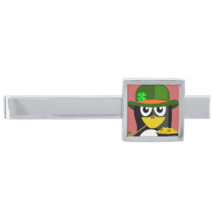 "ST. PATRICKS'S DAY" PENGUIN SILVER FINISH TIE CLIP