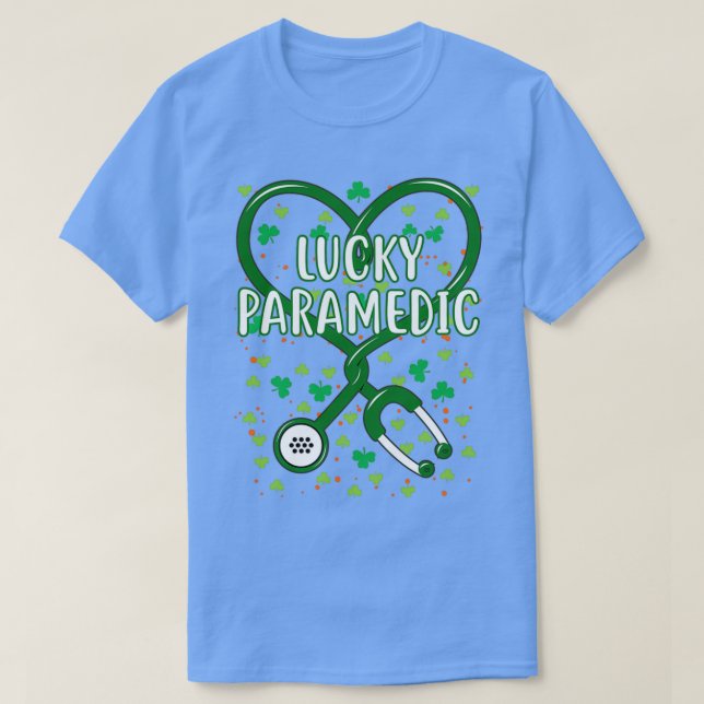 St Patrickx27s Lucky Paramedic Green Stethoscope S T-Shirt (Design Front)