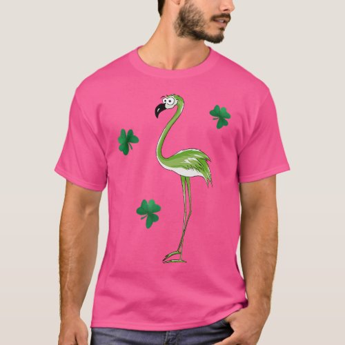 St Pats Day Green Irish Flamingo Lucky Shamrocks  T_Shirt