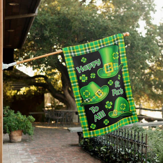St. Pat's Hats Reversible House Flag (In SItu)