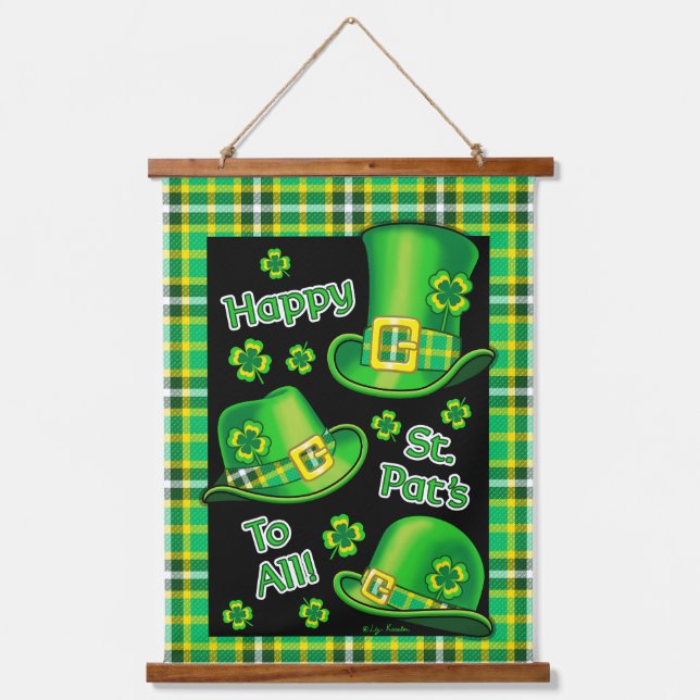 St. Pat's Hats Wood Topped Wall Tapestry (Front)