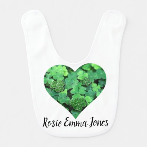 St Patties day green shamrock Irish hearts Baby Bib