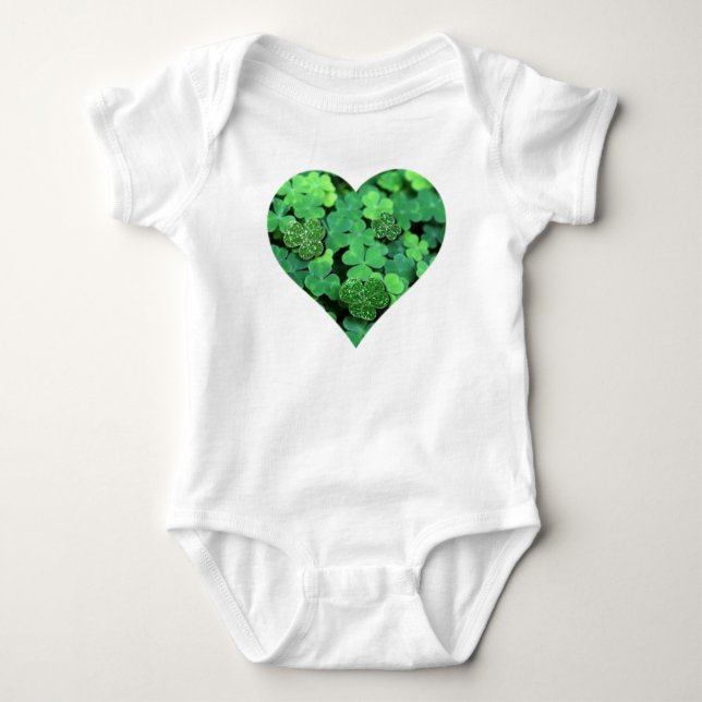 St. Patties day, green shamrock, Irish hearts Baby Bodysuit (Front)