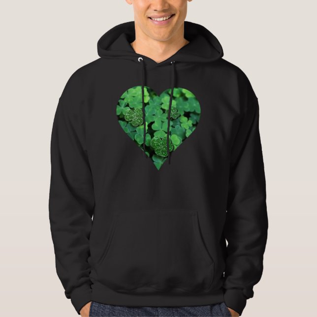 St. Patties day, green shamrock, Irish hearts Hoodie (Front)
