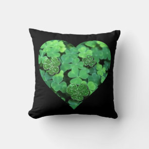 St. Patties day, green shamrock, Irish hearts Throw Pillow