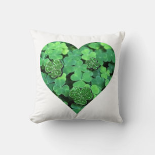 St. Patties day, green shamrock, Irish hearts Throw Pillow