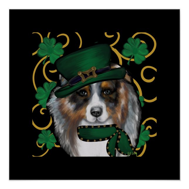 St. Patty Australian Shepherd Poster (Front)