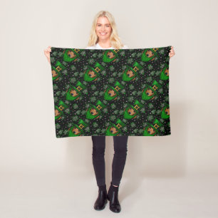 St. Patty Doxie Art Design Fleece Blanket