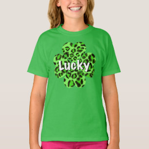 St. Patty’s day Green cheetah leopard shamrock     T-Shirt