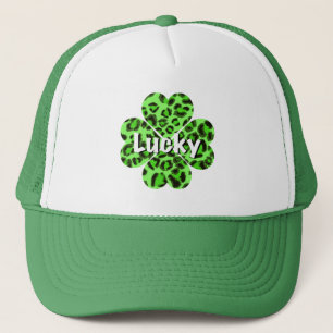 St. Patty’s day Green cheetah leopard shamrock     Trucker Hat
