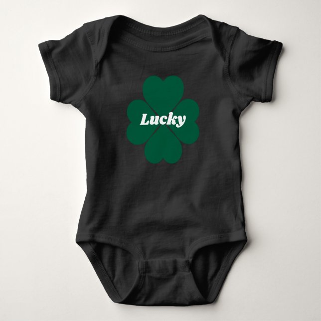 St. Patty’s Shamrock | green lucky clover Baby Bodysuit (Front)