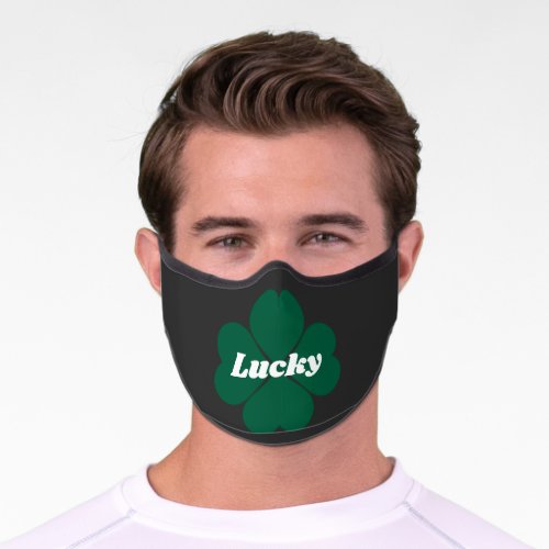 St Pattys Shamrocks  green lucky clover T_Shirt Premium Face Mask