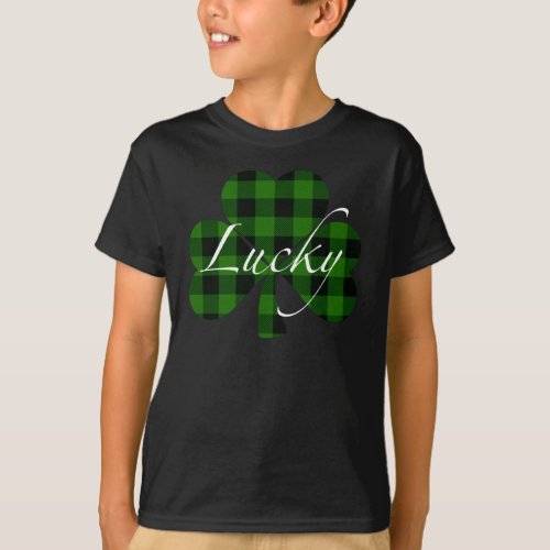 St Pattys Shamrocks  green plaid lucky T_Shirt