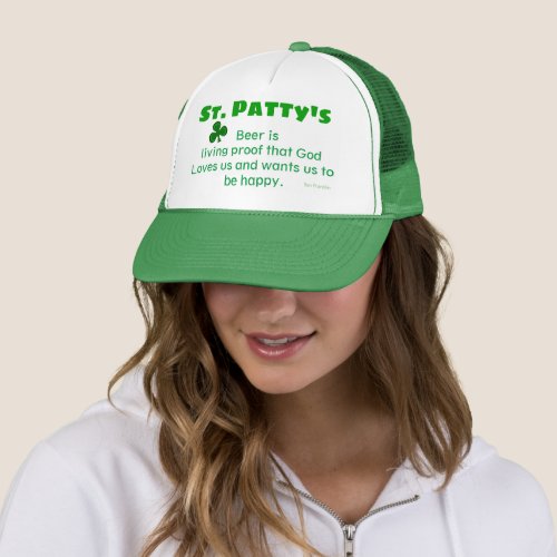 St Pattys Day beer quote hat