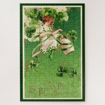 St. Patty's Day Girl Large Puzzle by vintageamerican at Zazzle