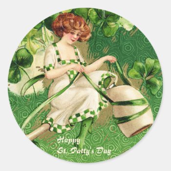 St. Patty's Day Girl Sticker by vintageamerican at Zazzle