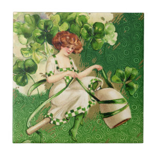 St. Patty's Day Girl Tile