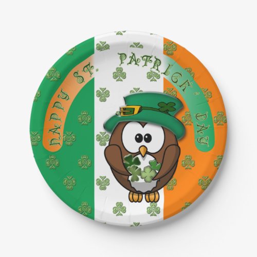 St Pattys Day owl Paper Plates