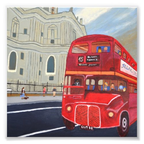 StPaul Cathedral and London Bus Photo Enlargement