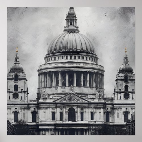 St Paul Cathedral London Black and White Poster