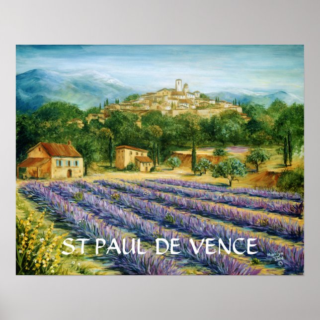 St Paul De Vence And Lavender Poster (Front)