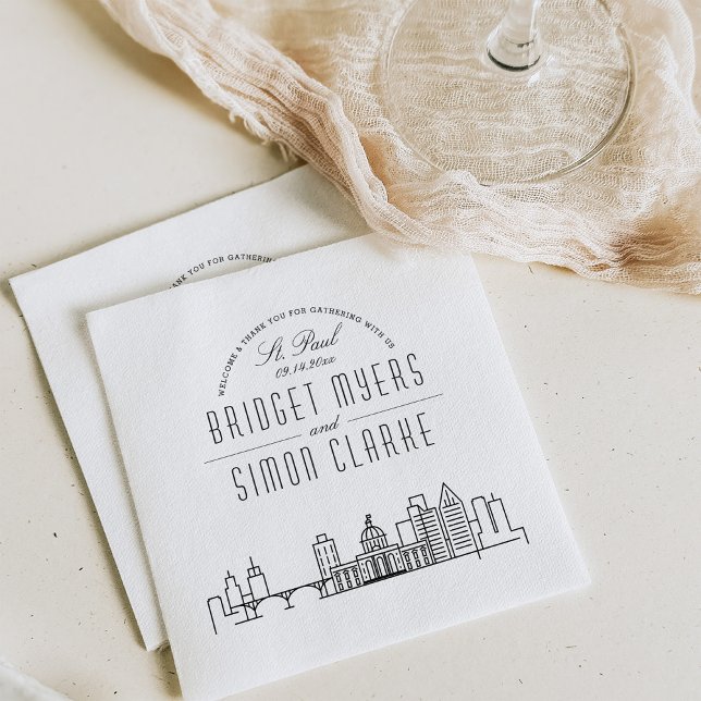 St. Paul Deco Skyline | Wedding Event Napkins (Creator Uploaded)