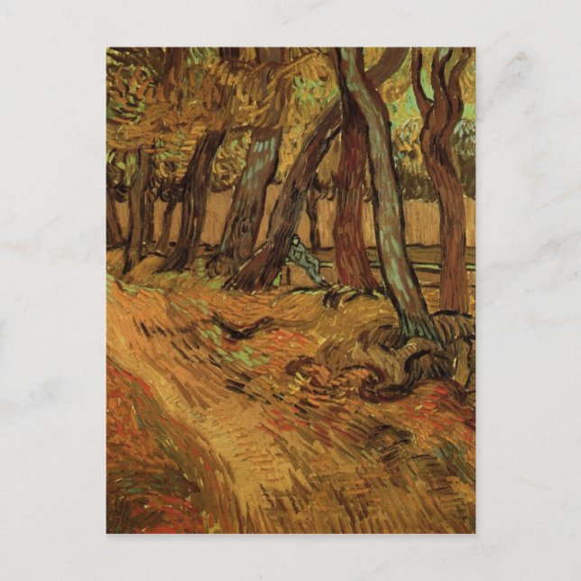 St-Paul Hospital Garden, Figure, Van Gogh Fine Art Postcard (Front)