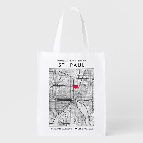 St Paul Love Locator  City Map Wedding Welcome Grocery Bag